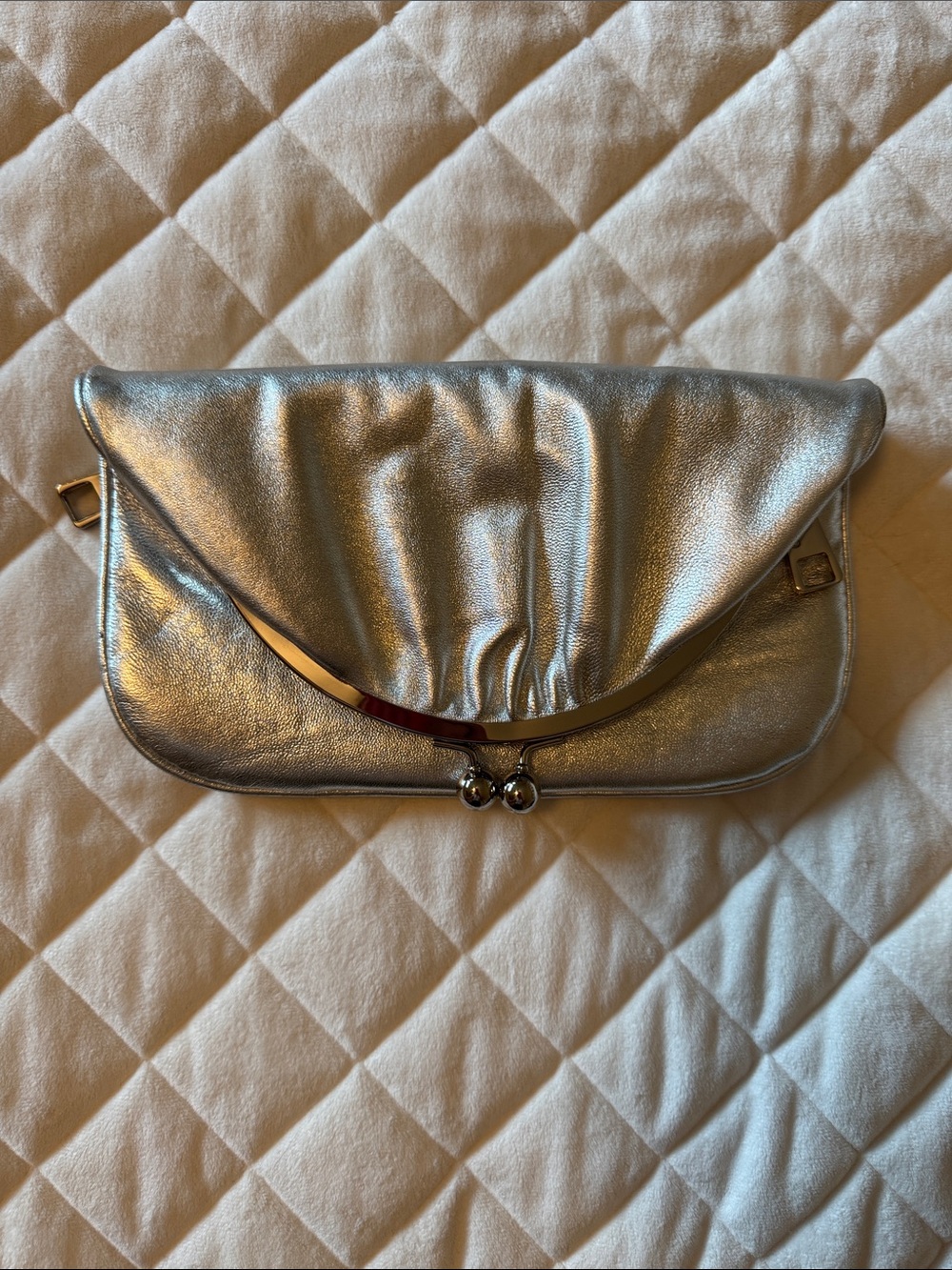 HOBO Silver Metallic Clutch